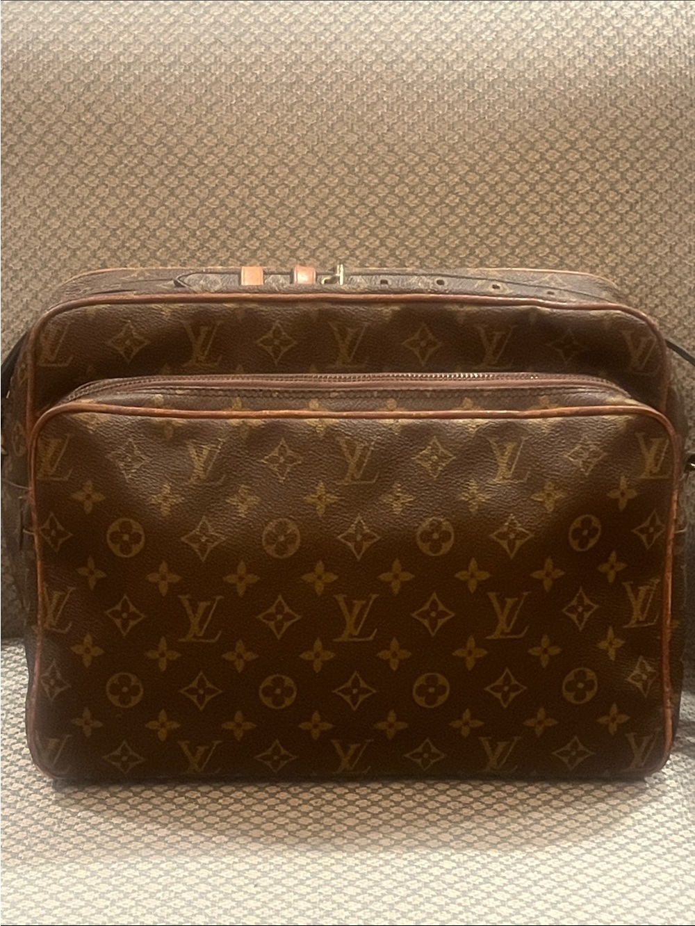 Louis Vuitton Brown Monogram Canvas Messenger Bag with Tan Accents